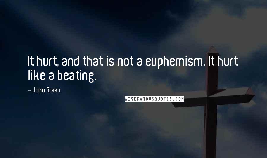 John Green Quotes: It hurt, and that is not a euphemism. It hurt like a beating.