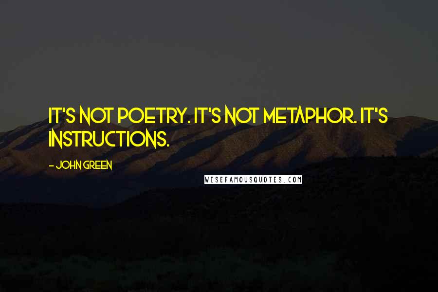 John Green Quotes: It's not poetry. It's not metaphor. It's instructions.
