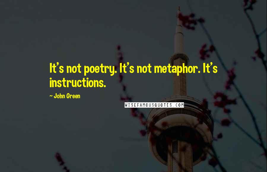 John Green Quotes: It's not poetry. It's not metaphor. It's instructions.