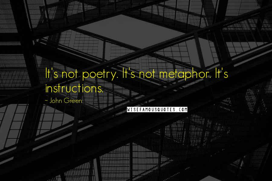 John Green Quotes: It's not poetry. It's not metaphor. It's instructions.