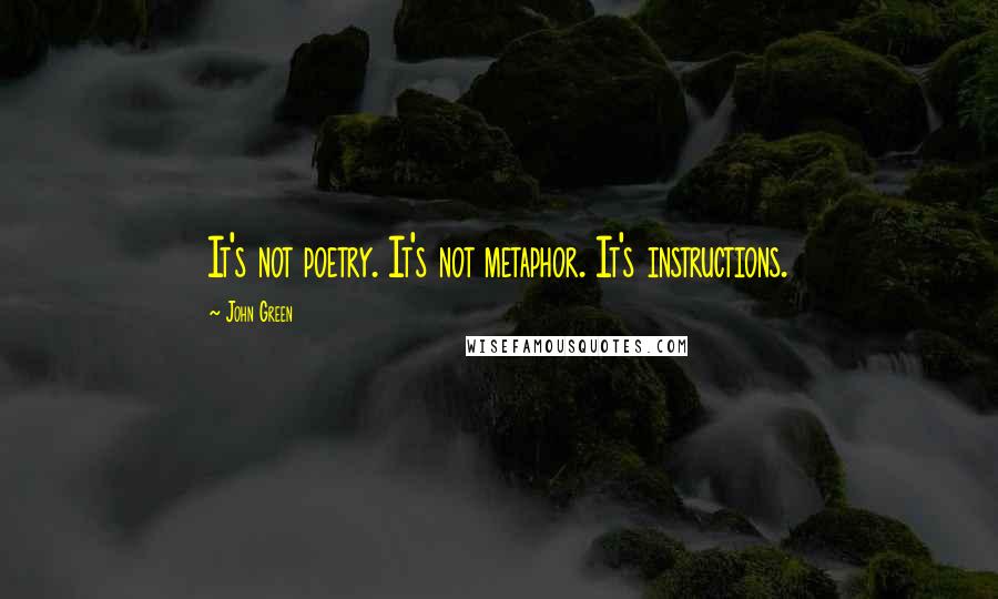 John Green Quotes: It's not poetry. It's not metaphor. It's instructions.