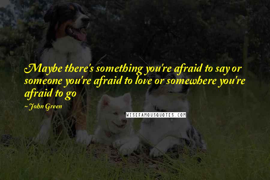 John Green Quotes: Maybe there's something you're afraid to say or someone you're afraid to love or somewhere you're afraid to go