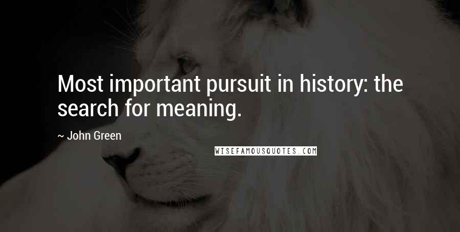 John Green Quotes: Most important pursuit in history: the search for meaning.