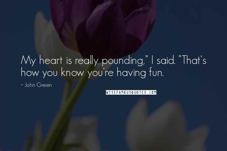 John Green Quotes: My heart is really pounding," I said. "That's how you know you're having fun.