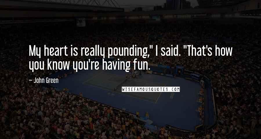 John Green Quotes: My heart is really pounding," I said. "That's how you know you're having fun.