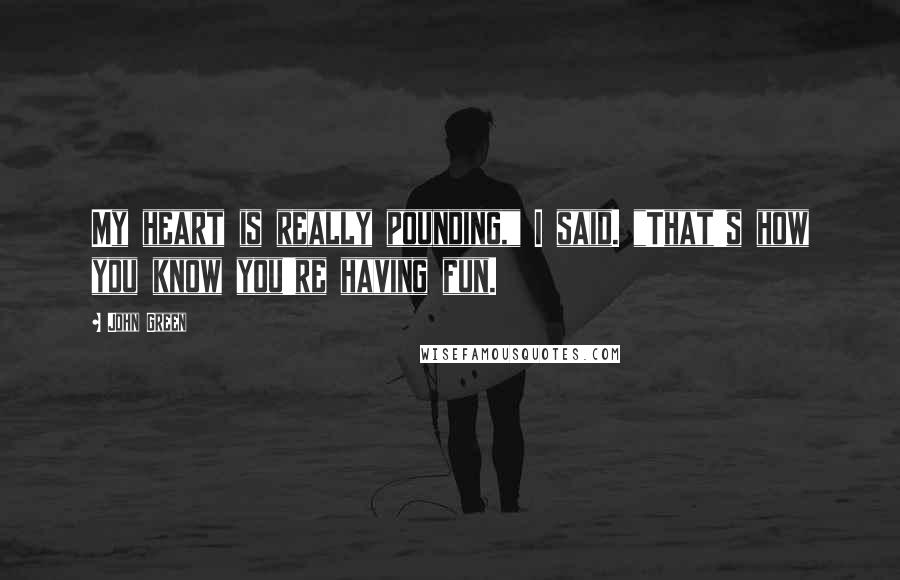 John Green Quotes: My heart is really pounding," I said. "That's how you know you're having fun.