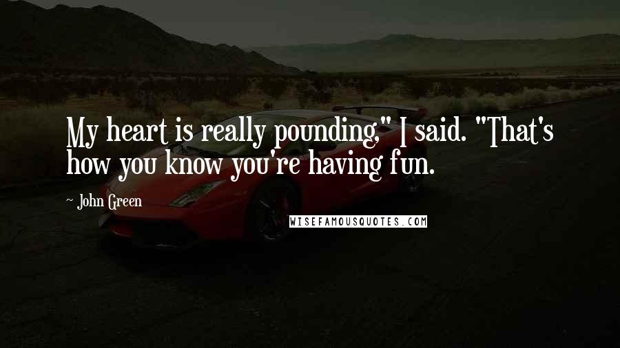 John Green Quotes: My heart is really pounding," I said. "That's how you know you're having fun.