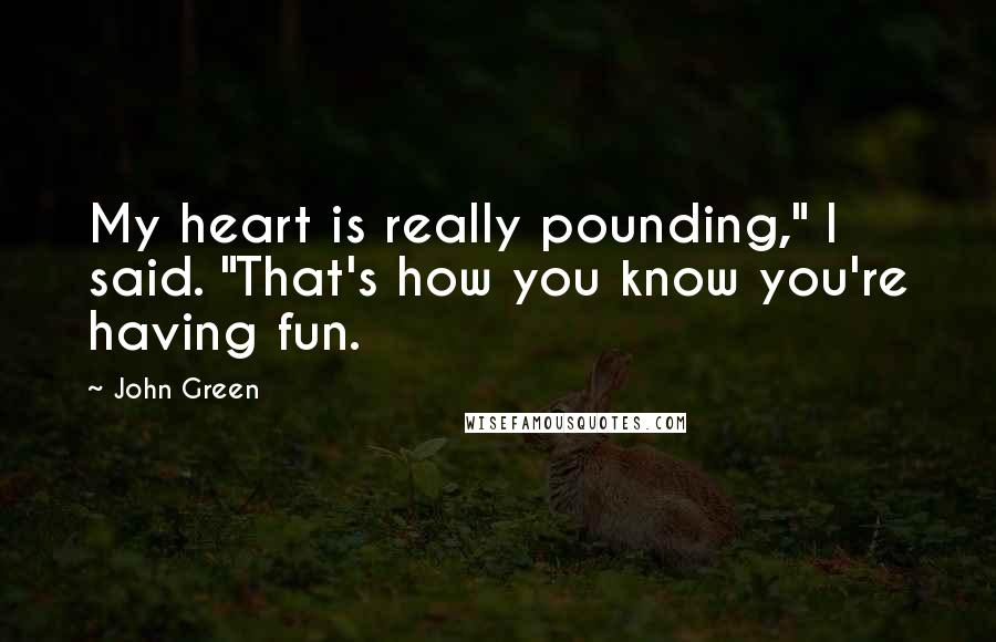 John Green Quotes: My heart is really pounding," I said. "That's how you know you're having fun.
