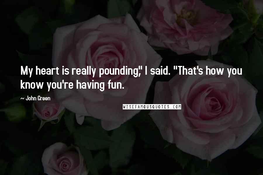 John Green Quotes: My heart is really pounding," I said. "That's how you know you're having fun.