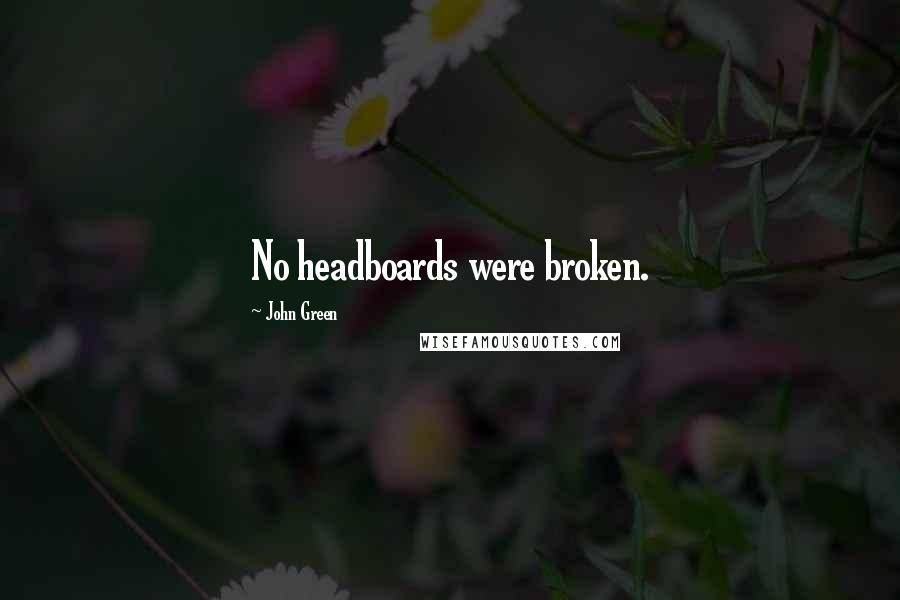 John Green Quotes: No headboards were broken.