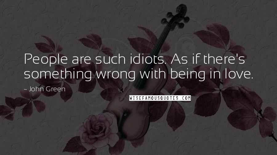 John Green Quotes: People are such idiots. As if there's something wrong with being in love.