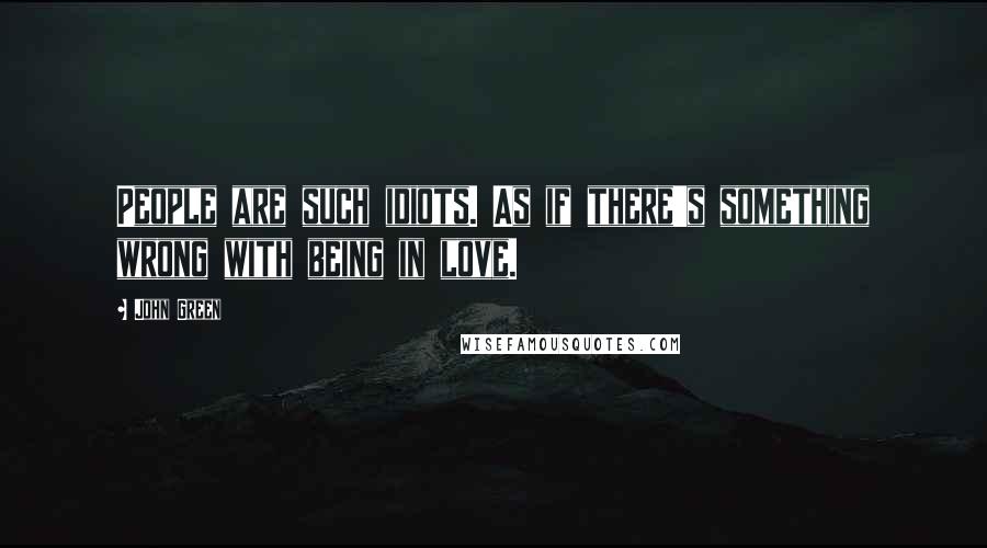 John Green Quotes: People are such idiots. As if there's something wrong with being in love.