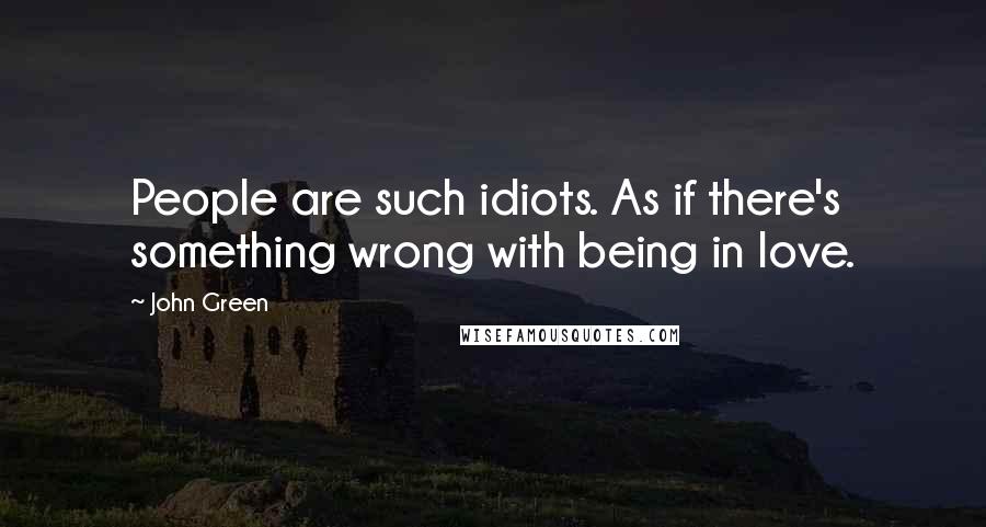 John Green Quotes: People are such idiots. As if there's something wrong with being in love.