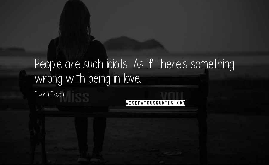 John Green Quotes: People are such idiots. As if there's something wrong with being in love.