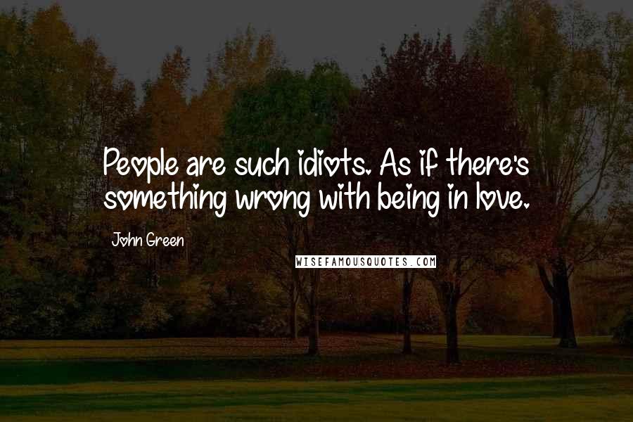 John Green Quotes: People are such idiots. As if there's something wrong with being in love.