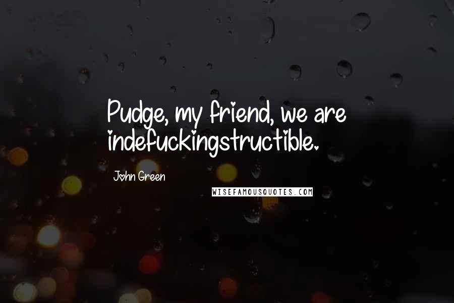 John Green Quotes: Pudge, my friend, we are indefuckingstructible.