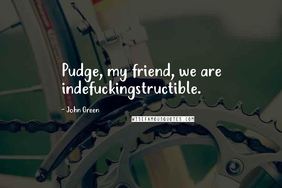 John Green Quotes: Pudge, my friend, we are indefuckingstructible.