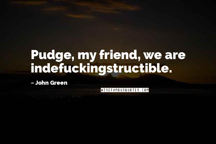 John Green Quotes: Pudge, my friend, we are indefuckingstructible.