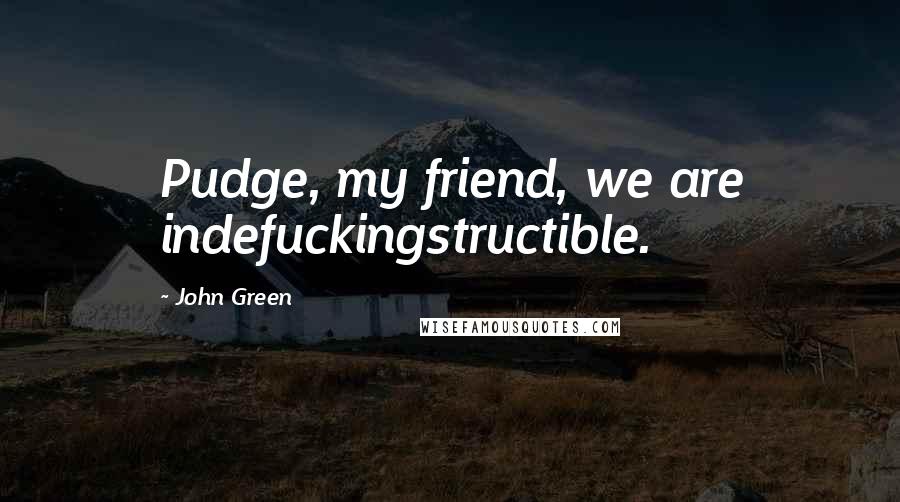 John Green Quotes: Pudge, my friend, we are indefuckingstructible.