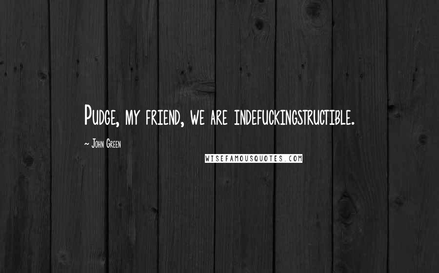 John Green Quotes: Pudge, my friend, we are indefuckingstructible.