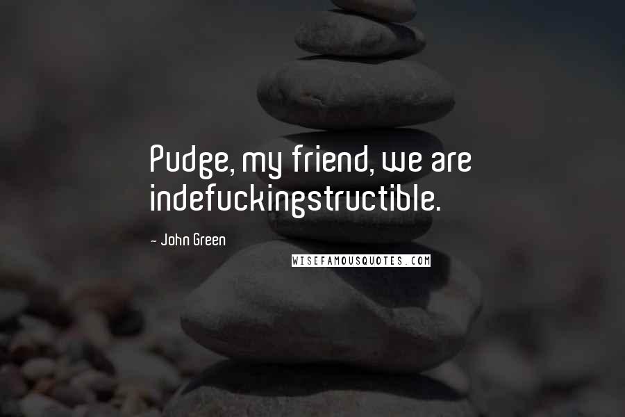 John Green Quotes: Pudge, my friend, we are indefuckingstructible.