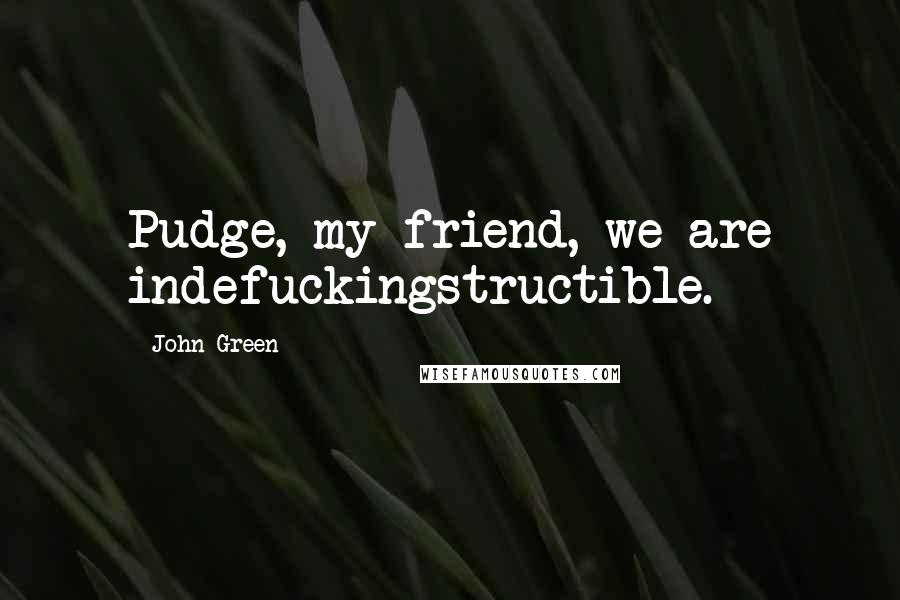 John Green Quotes: Pudge, my friend, we are indefuckingstructible.