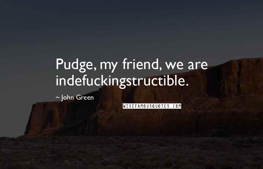 John Green Quotes: Pudge, my friend, we are indefuckingstructible.