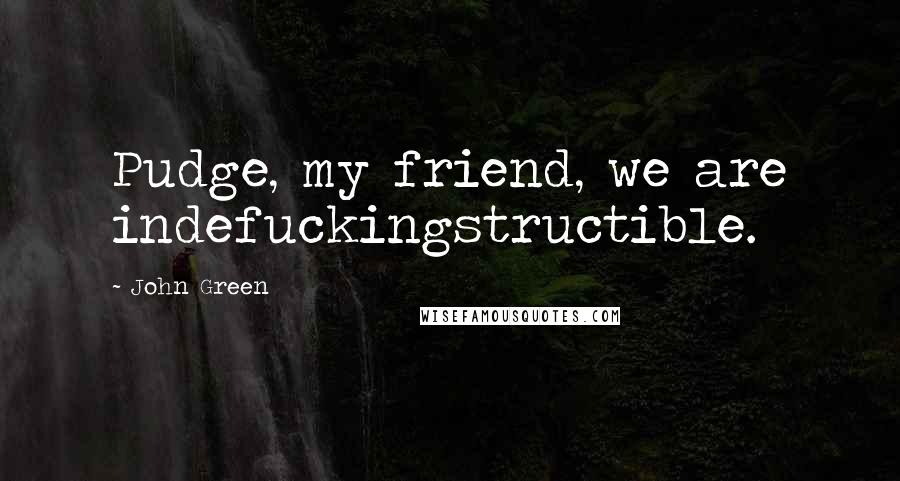 John Green Quotes: Pudge, my friend, we are indefuckingstructible.