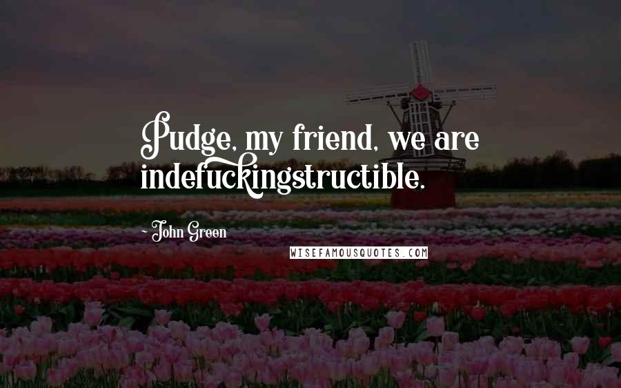 John Green Quotes: Pudge, my friend, we are indefuckingstructible.