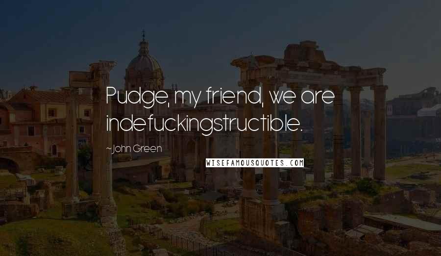 John Green Quotes: Pudge, my friend, we are indefuckingstructible.