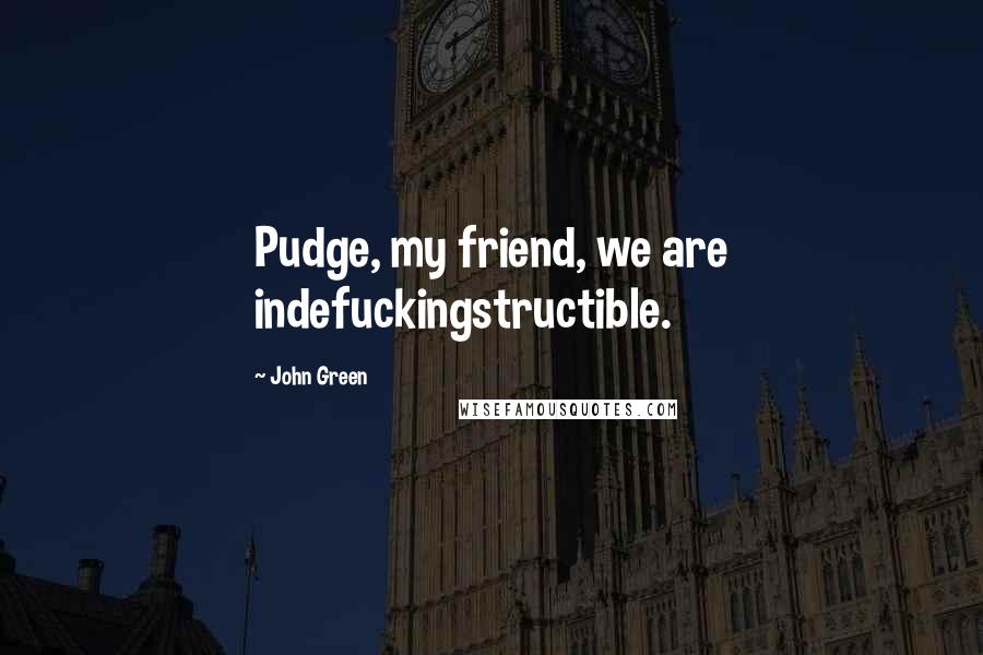 John Green Quotes: Pudge, my friend, we are indefuckingstructible.