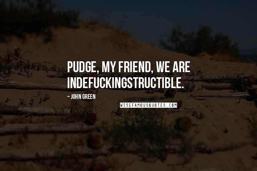 John Green Quotes: Pudge, my friend, we are indefuckingstructible.