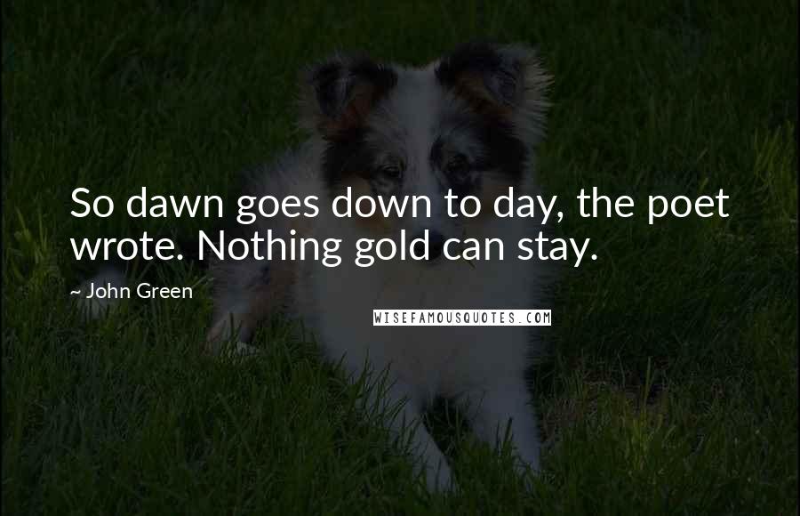 John Green Quotes: So dawn goes down to day, the poet wrote. Nothing gold can stay.