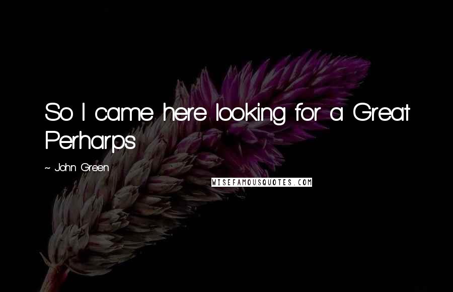 John Green Quotes: So I came here looking for a Great Perharps