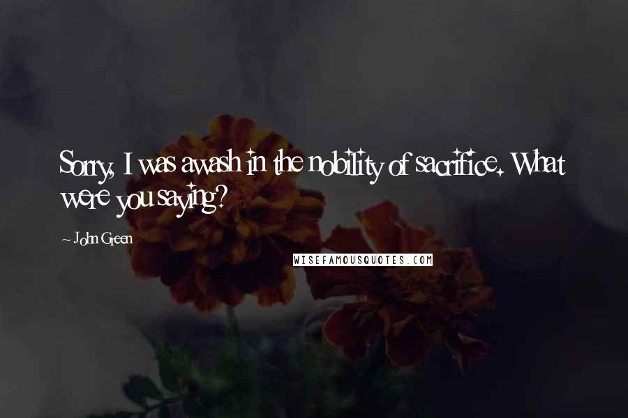 John Green Quotes: Sorry, I was awash in the nobility of sacrifice. What were you saying?