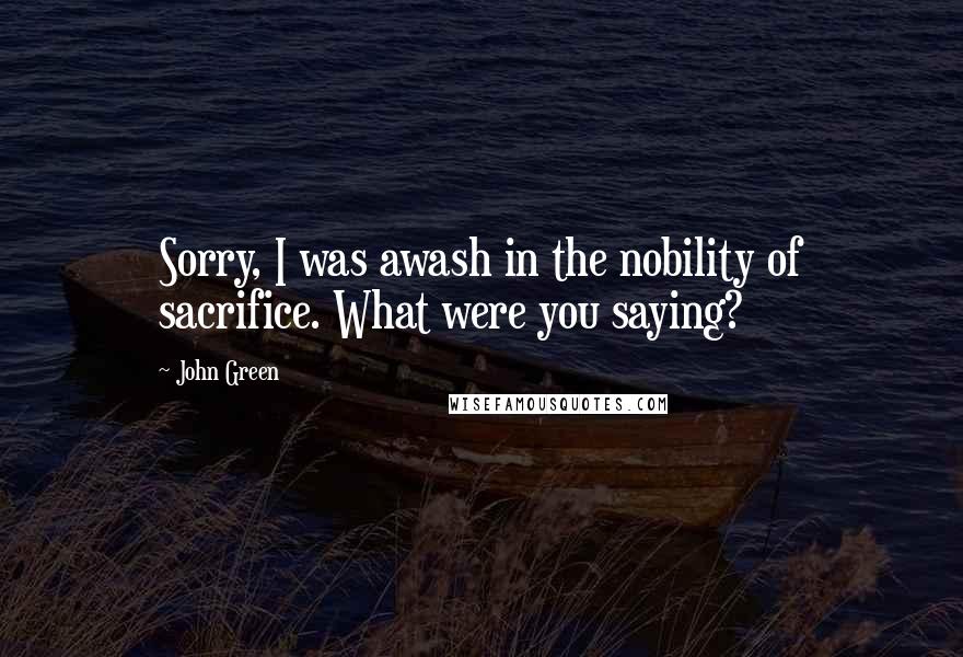 John Green Quotes: Sorry, I was awash in the nobility of sacrifice. What were you saying?