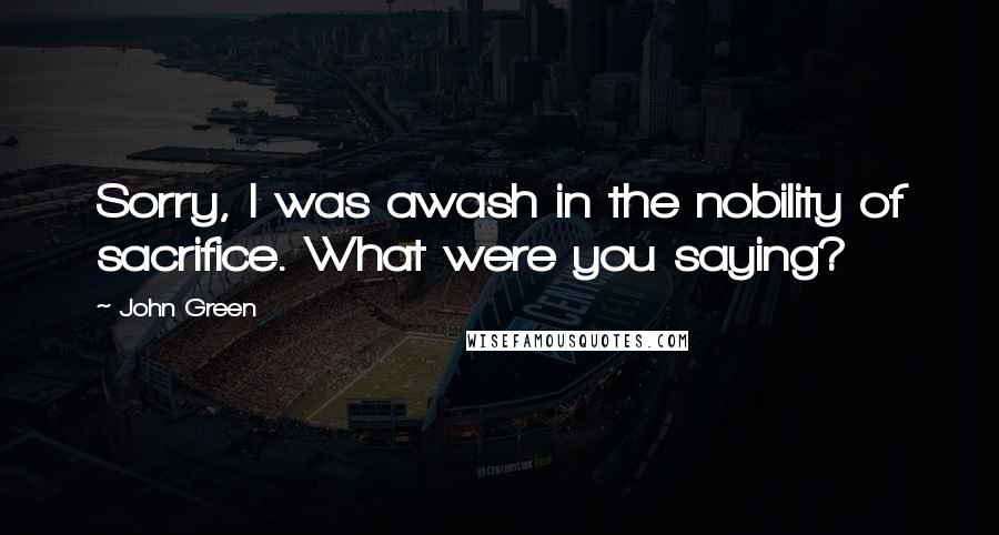 John Green Quotes: Sorry, I was awash in the nobility of sacrifice. What were you saying?