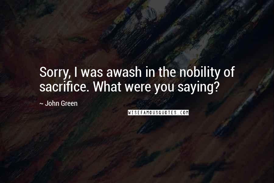 John Green Quotes: Sorry, I was awash in the nobility of sacrifice. What were you saying?