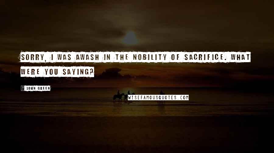 John Green Quotes: Sorry, I was awash in the nobility of sacrifice. What were you saying?