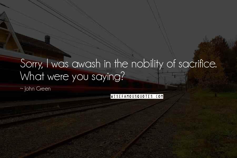 John Green Quotes: Sorry, I was awash in the nobility of sacrifice. What were you saying?