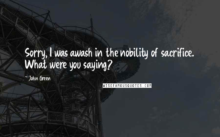 John Green Quotes: Sorry, I was awash in the nobility of sacrifice. What were you saying?