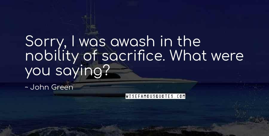 John Green Quotes: Sorry, I was awash in the nobility of sacrifice. What were you saying?