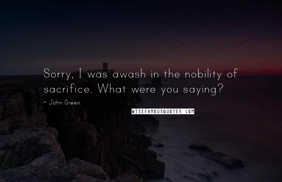 John Green Quotes: Sorry, I was awash in the nobility of sacrifice. What were you saying?