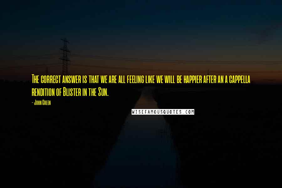 John Green Quotes: The correct answer is that we are all feeling like we will be happier after an a cappella rendition of Blister in the Sun.