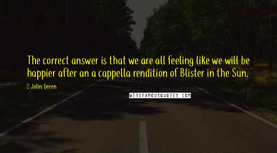 John Green Quotes: The correct answer is that we are all feeling like we will be happier after an a cappella rendition of Blister in the Sun.