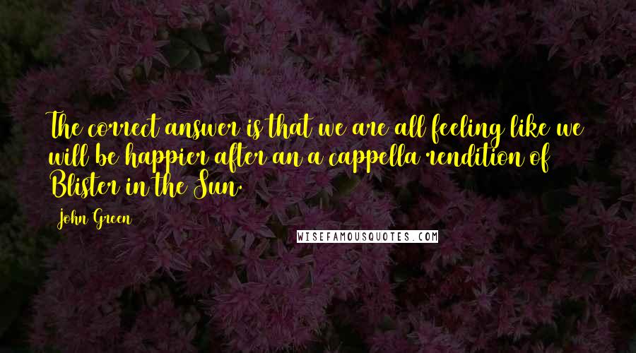 John Green Quotes: The correct answer is that we are all feeling like we will be happier after an a cappella rendition of Blister in the Sun.