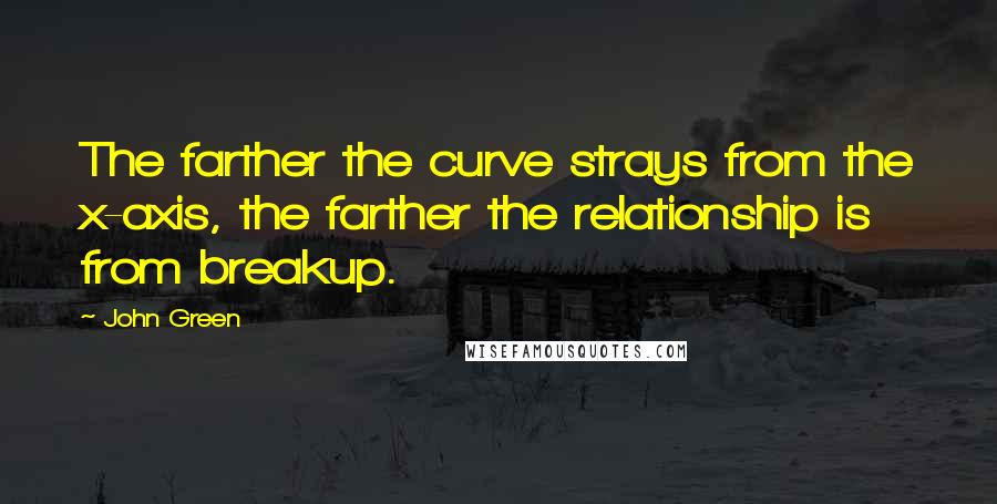 John Green Quotes: The farther the curve strays from the x-axis, the farther the relationship is from breakup.