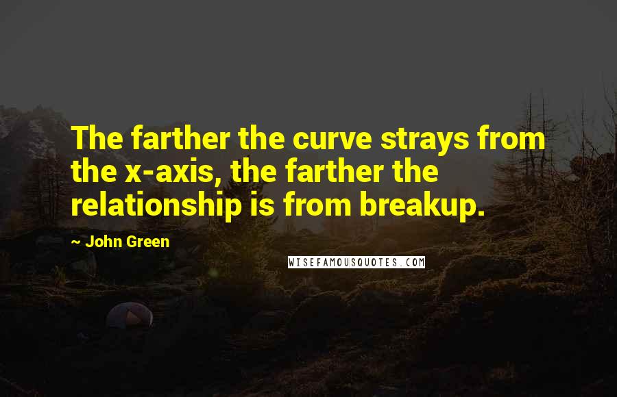 John Green Quotes: The farther the curve strays from the x-axis, the farther the relationship is from breakup.