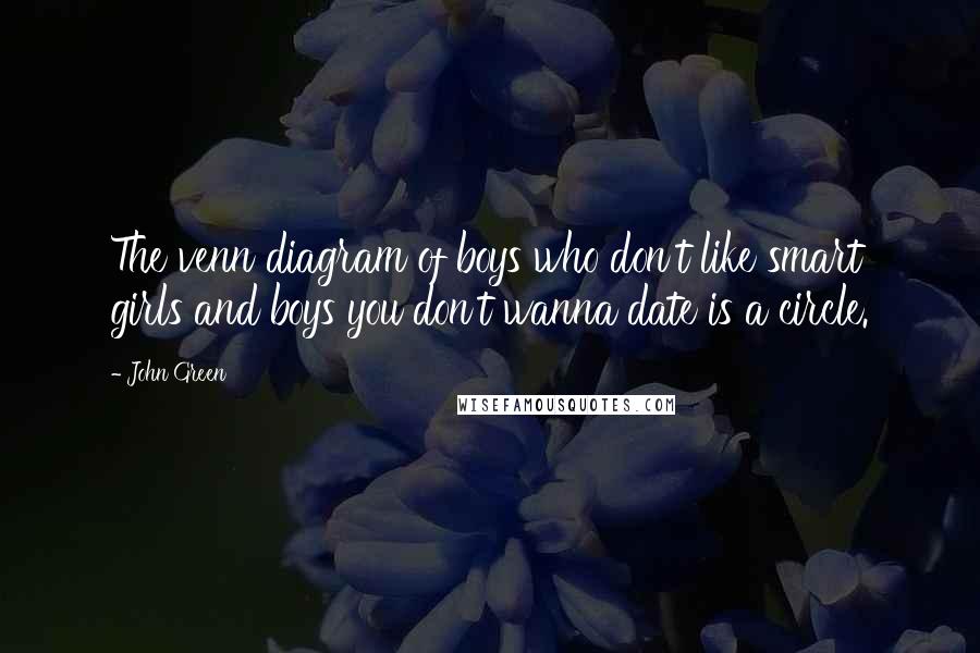 John Green Quotes: The venn diagram of boys who don't like smart girls and boys you don't wanna date is a circle.
