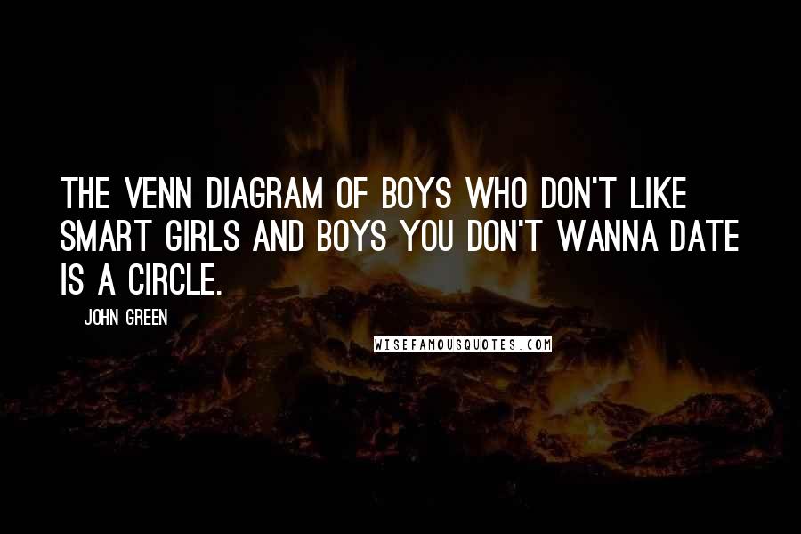 John Green Quotes: The venn diagram of boys who don't like smart girls and boys you don't wanna date is a circle.